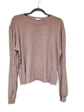 BB Dakota Woman's Light Brown Soft Ribbed Knit Casual Crew Neck Sweater Plus XXL